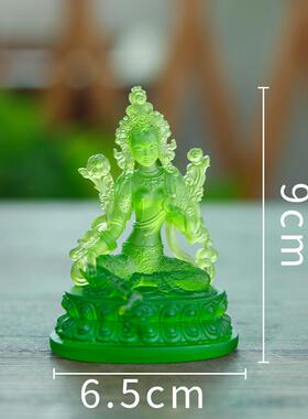高档禅悦佛艺古观法琉璃贴金绿母佛像彩绘音菩度礼佛家居摆萨饰多
