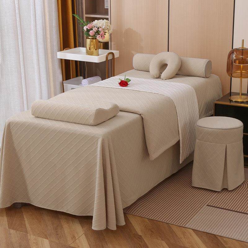 高档针织棉美容床罩四件套轻奢高级感美容院床罩床单理疗按摩床罩