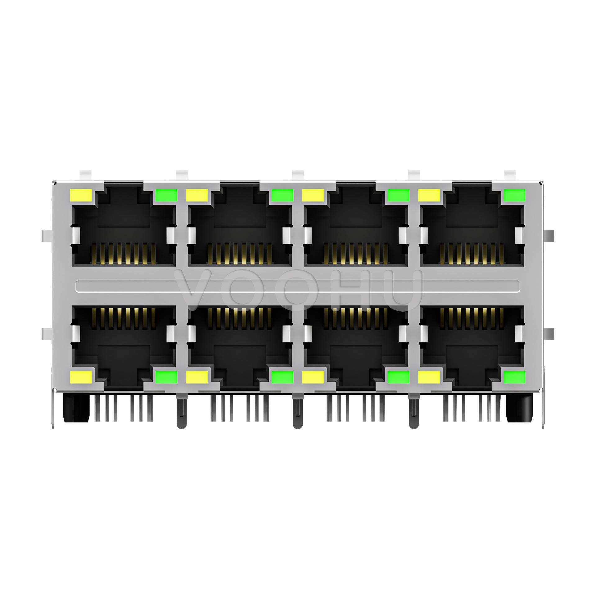 SYT26B083DB2A2D057 十二口2X6 带灯带弹 百兆集成网络连接器RJ45