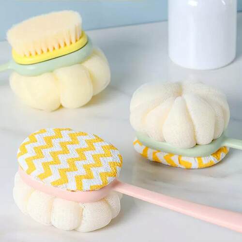 Long-handle bath brush, a bathing wonder tool with a sponge