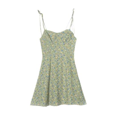Small printed camisole dress with semi elastic back and