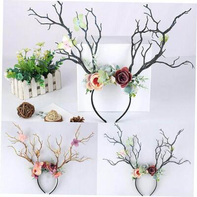 Gothic Antlers Deer Horns Branch Flower Twig Hair