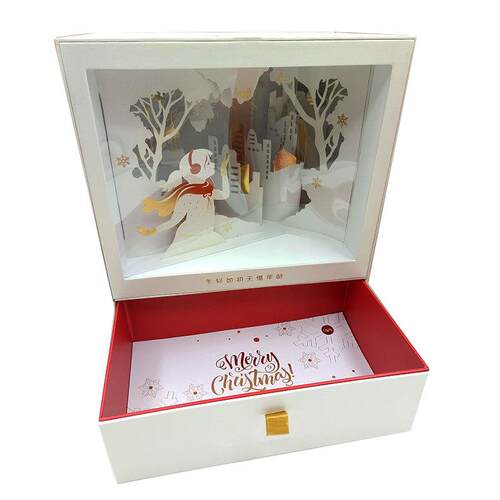 礼品专/用包装盒子红色蝴蝶结双开门抽屉型礼品盒厂家定/制