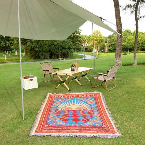 露营毯camping野营线毯波西米亚毯沙发毯棋盘格毯子户外露营盖毯