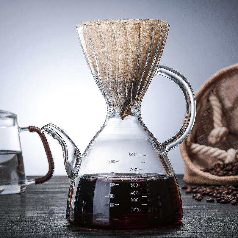咖啡壶高硼硅玻璃咖啡壶800ML耐高温手冲壶过滤杯一体壶食品级
