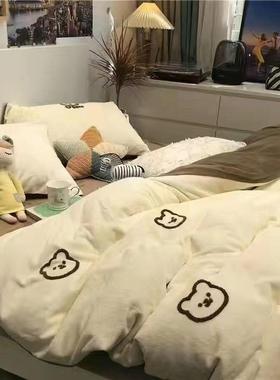 卡黑色通煤球精被灵床单套四件套水洗床棉学ISA生宿舍单单人三件