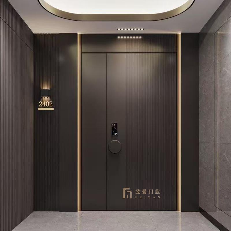 智能入户门一门一景精雕铸铝门别墅大门防盗门子母门进户大门YM