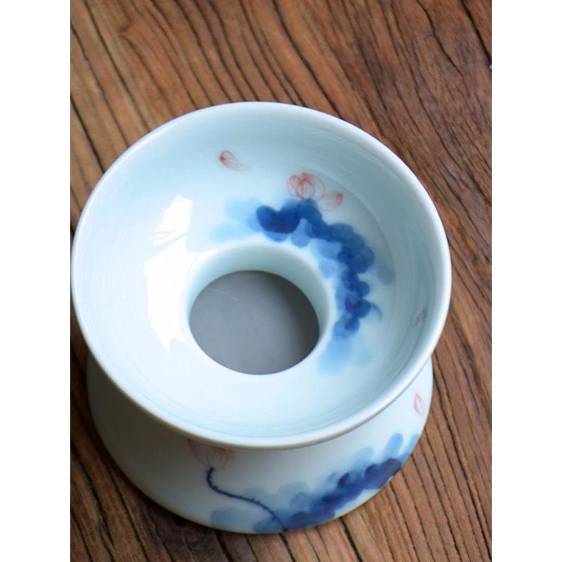 景德镇手绘茶漏滤茶器套装陶瓷过滤泡茶器创意功夫茶具零配滤茶器