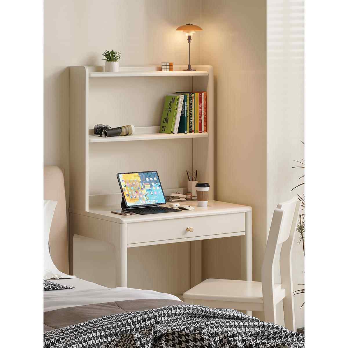 北欧实木书桌书架一体桌长60/70/80CM家用卧室写字学习桌简约电脑