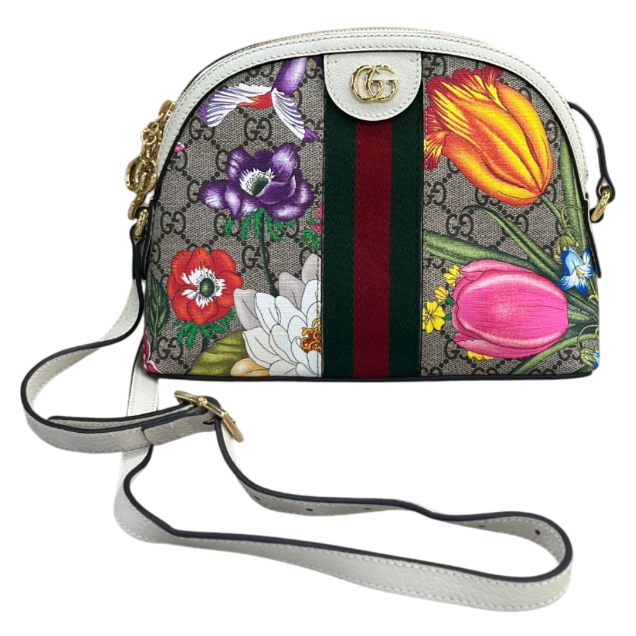 98新闲置 Gucci古驰米色花卉贝壳包单肩斜挎女包 原价12800
