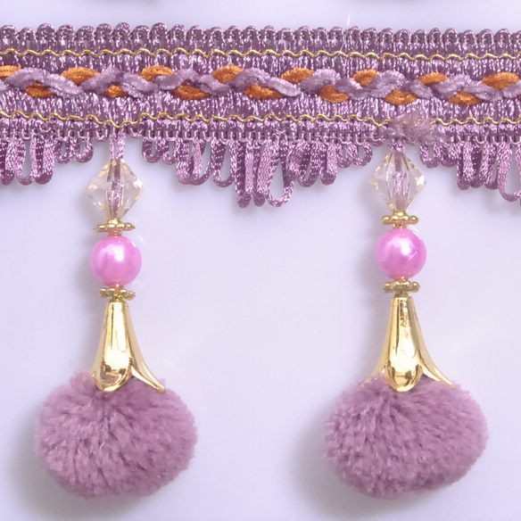 厂家直销 家纺窗帘珠子花边 涤纶丝珍珠杨梅花边 现货供应