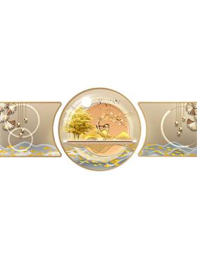 锦杏福轻奢客Y121气厅装饰画现代大沙意发背景墙挂画新禄款三联画