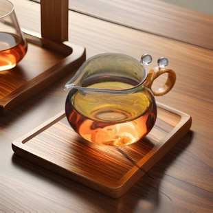 手作熏银高硼硅玻璃分茶器家用功夫茶具创意炫彩茶海咏露公道杯