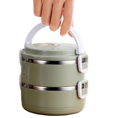 1400ml日式304不锈钢保温饭盒学生食堂打饭便当盒上班族带盖快餐