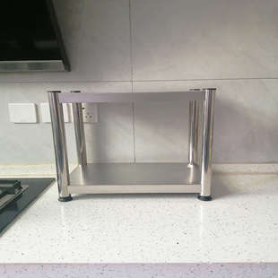 两层台面厨房收纳zz8n落地承重二层储架子不锈钢批发物架加厚物置