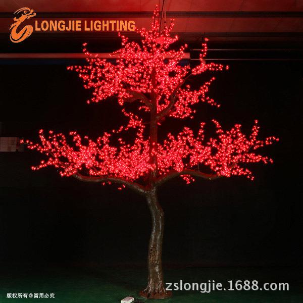 2970灯高3.8米红色仿真树桃花树LED桃花树灯LED花树灯