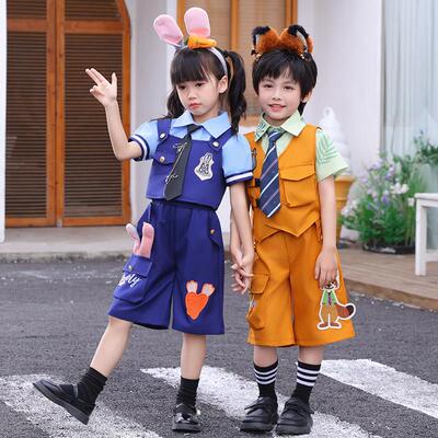 疯狂动物儿童演出服朱迪兔子警官cos尼克狐狸衣服小学生卡通服装