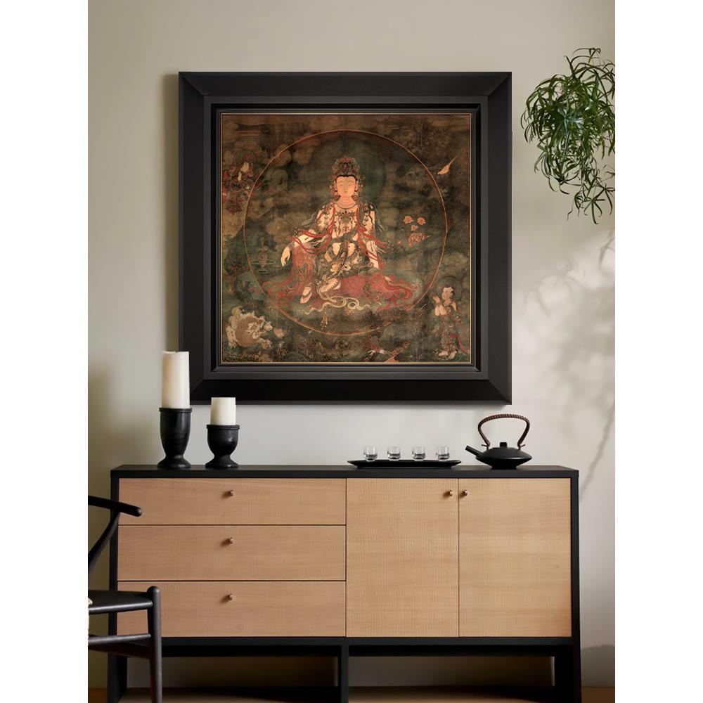 新中式水月观音装饰画民宿玄关佛像挂画酒店别墅茶室会所高端壁画