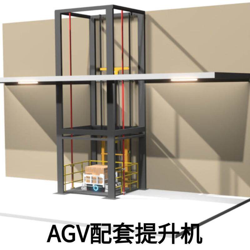 AGV联动提升机循环往复式箱式货物高楼层搬运输送设备垂直升降机