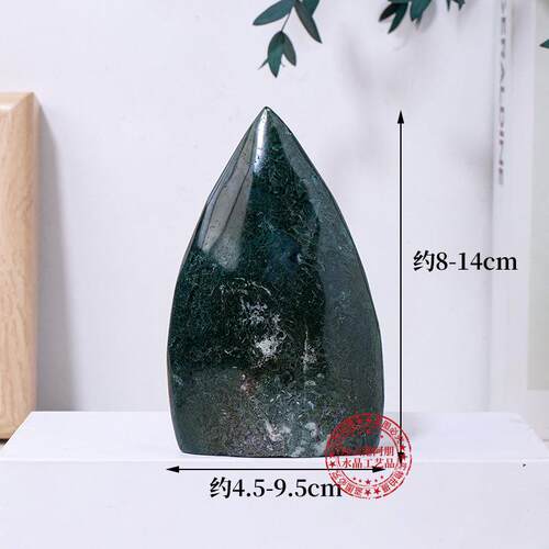 天然水草玛瑙火炬摆件水晶原石打磨家居桌面装饰工艺品摆件