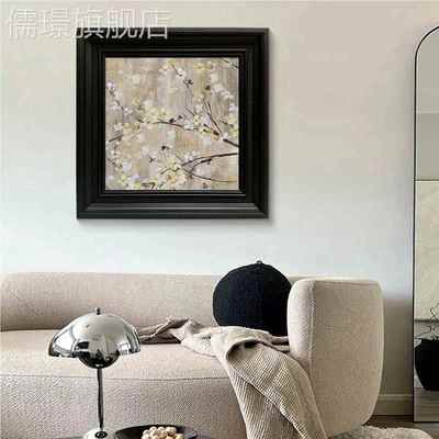 网红纯手绘油画卧宋厅侘美学关鸟代花新中式客玄装饰品寂风室复古