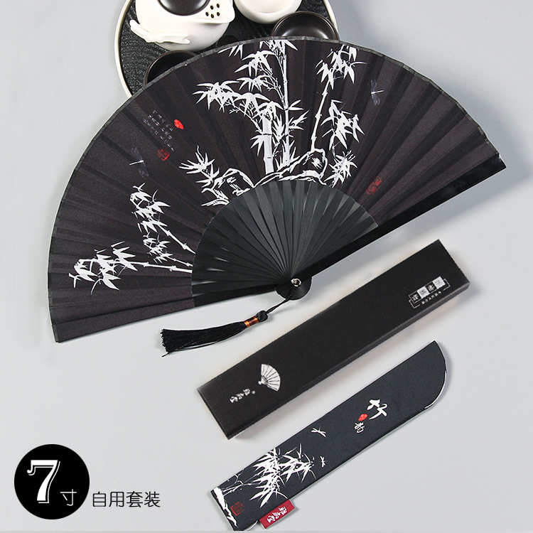 扇子折扇中国风男士古风黑色小扇少儿随身折叠扇夏季女式竹扇