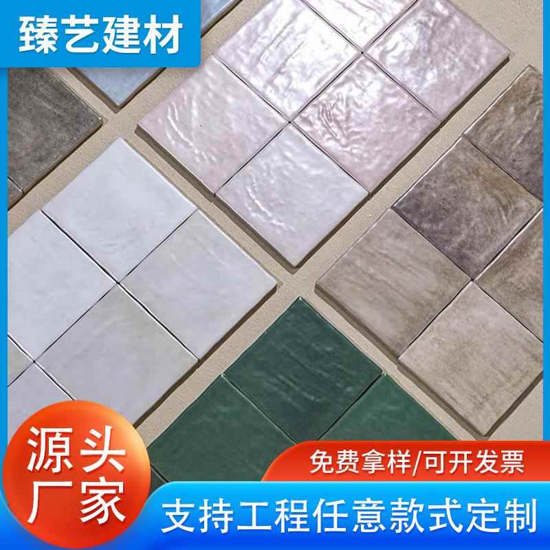 摩洛哥渐变色方块手工砖复古连锁奶茶餐厅洗手间背景墙彩色小方砖