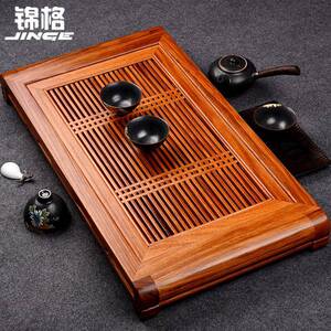 锦格 实木茶盘抽屉式茶台功夫茶具乌金木排水茶海蓄水茶托 托盘家