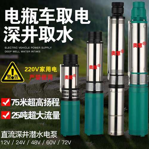 直流潜水泵电动车专用抽水泵12v24v48v60v72v电动车高扬程深井泵