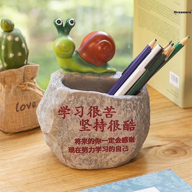 。可爱励志笔筒学习很苦坚持很酷摆件鼓励孩子自律学生桌面文具用