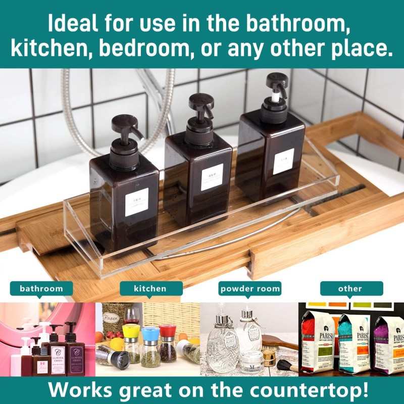 亚克力浴室搁板壁挂式置物架 透明储物2 件装展示架亚克力浴室壁