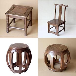 特价鸡翅木中式鼓凳实木小靠背椅榫卯小方凳矮凳子家用红木圆凳子
