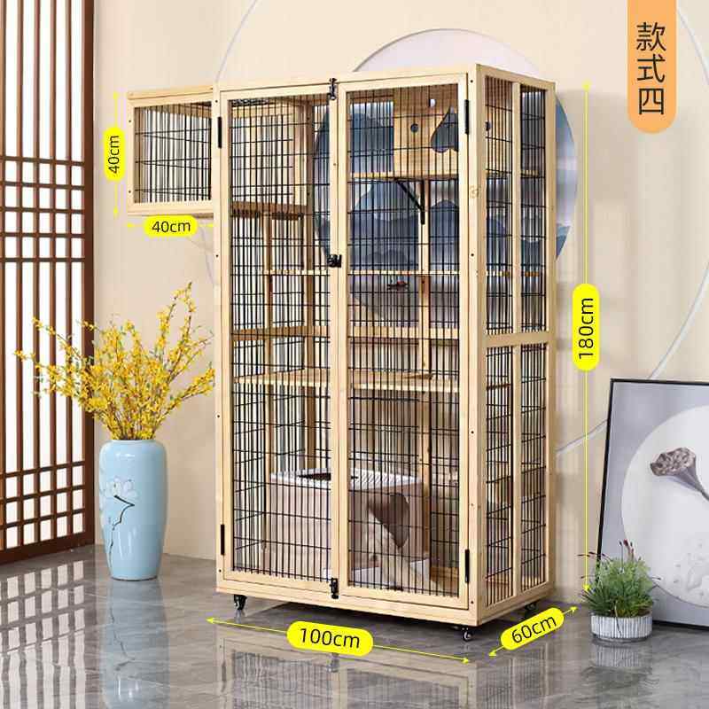 正品豪猫华猫笼家用猫柜实木猫笼超大自由空间三层可制猫定别屋墅