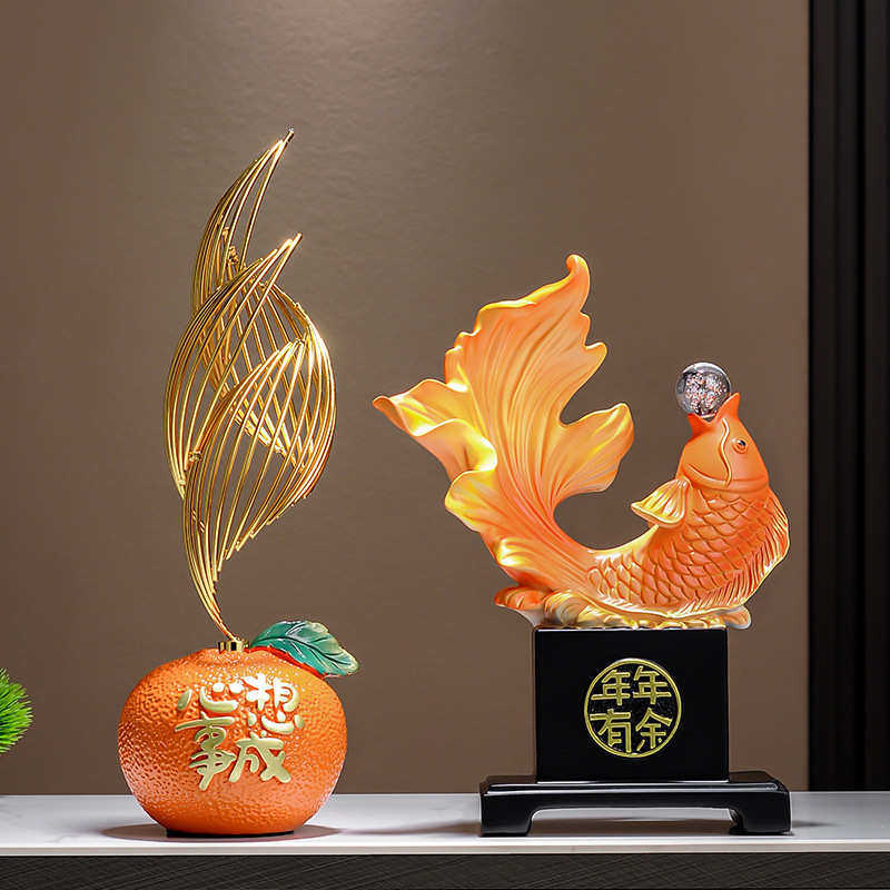 年年有余鲤鱼摆件新中式客厅玄关酒柜电视柜办公室装饰品乔迁礼品,家居饰品,装饰摆件,淘宝优惠券,粉丝福利购,淘宝优惠卷