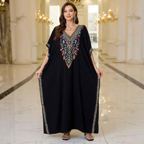 Dress Womens Loose Embroidered Caftan, Luxurious Arabic