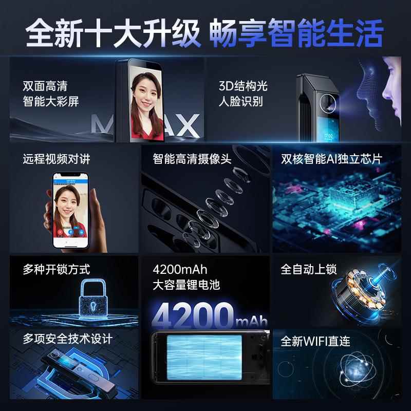 锁双屏指纹锁智能门3D人识别户入门电子锁无品牌/全自脸动密码锁