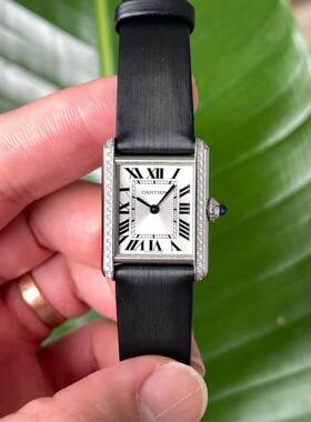 盒证[9.8新]卡地亚坦克精钢原镶钻石英手表女表W4TA0016