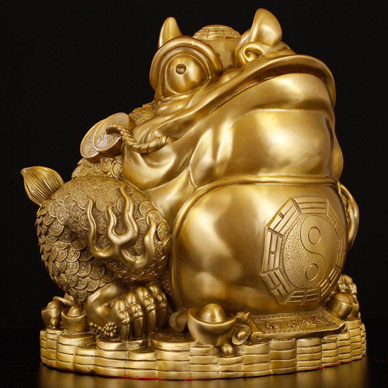铜千年金蟾摆件身披金钱铜金蟾摆件配铜钱独角金蟾摆件