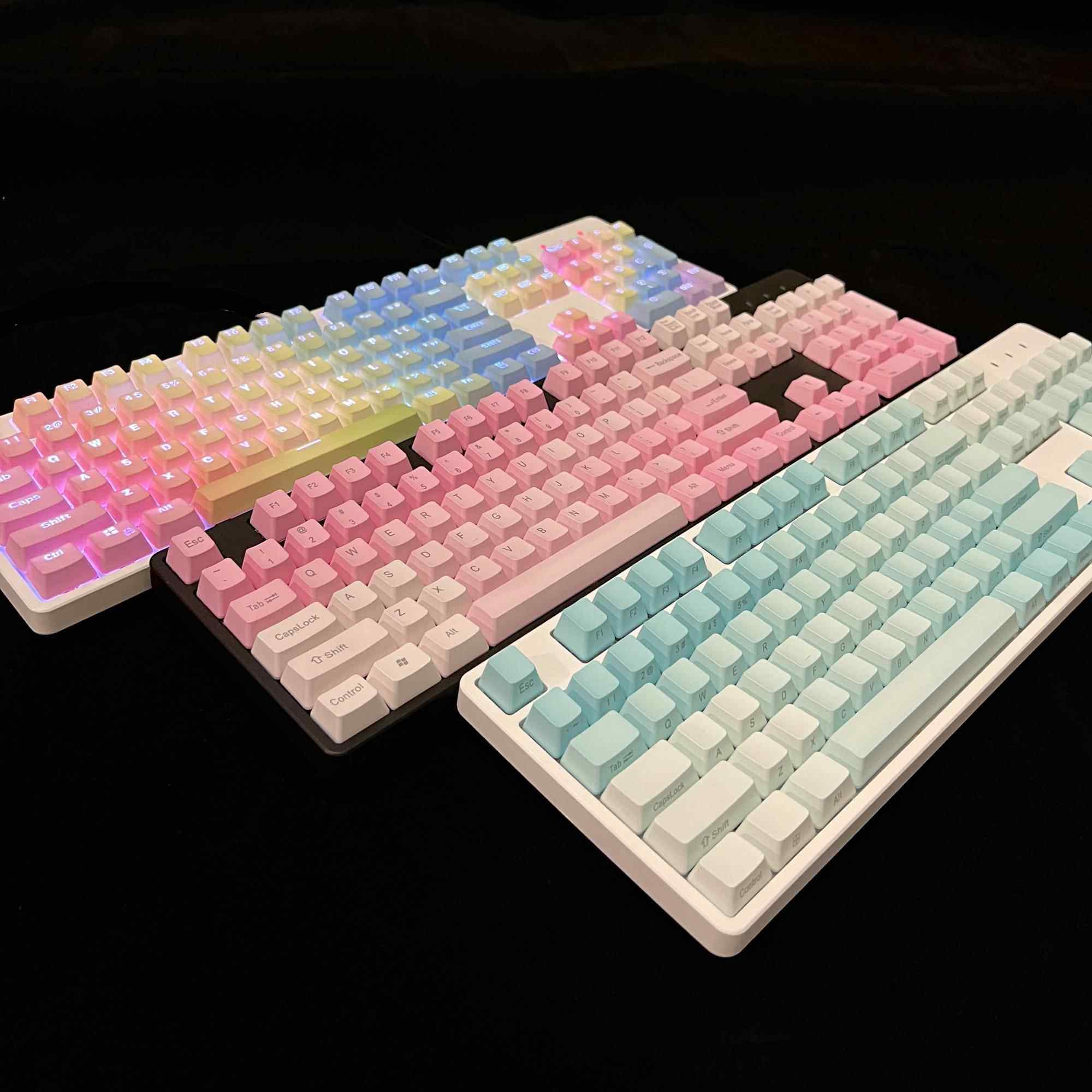 福利PBT正侧刻透光键帽61/87/68/75/84/98/104/108彩虹妖姬霜冻AI