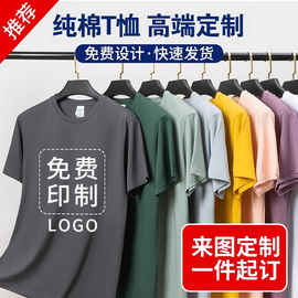 纯棉t恤定制印logo圆领短袖班服企业工作服广告，文化衫diy印字刺绣