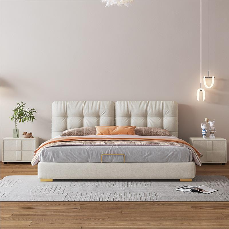 云油朵床意式极简ins91282网红床床1.8米双人奶风床储物布艺床现