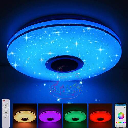 蓝牙音乐吸顶灯音响led圆形卧室灯30cmLED七彩灯跨境源头厂家新款