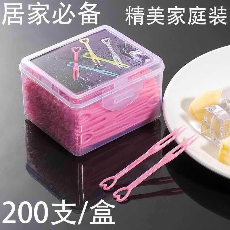 一次性水果叉透明竹节塑料卫生独立装一次性餐具小叉子牙签水果签