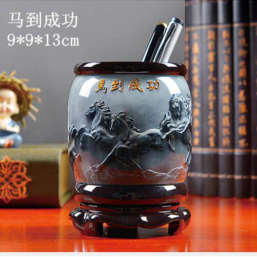 工厂特别清除浮雕笔架办公桌装饰创意水晶胶立即成功旋转工艺品