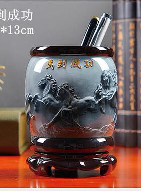 工厂特别清除浮雕笔架办公桌装饰创意水晶胶立即成功旋转工艺品