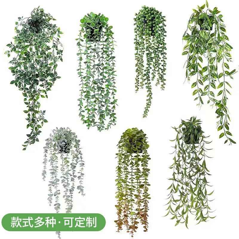 亚马逊人造悬挂植物曼陀罗尤加利按树叶藤蔓假盆栽室内室外装饰