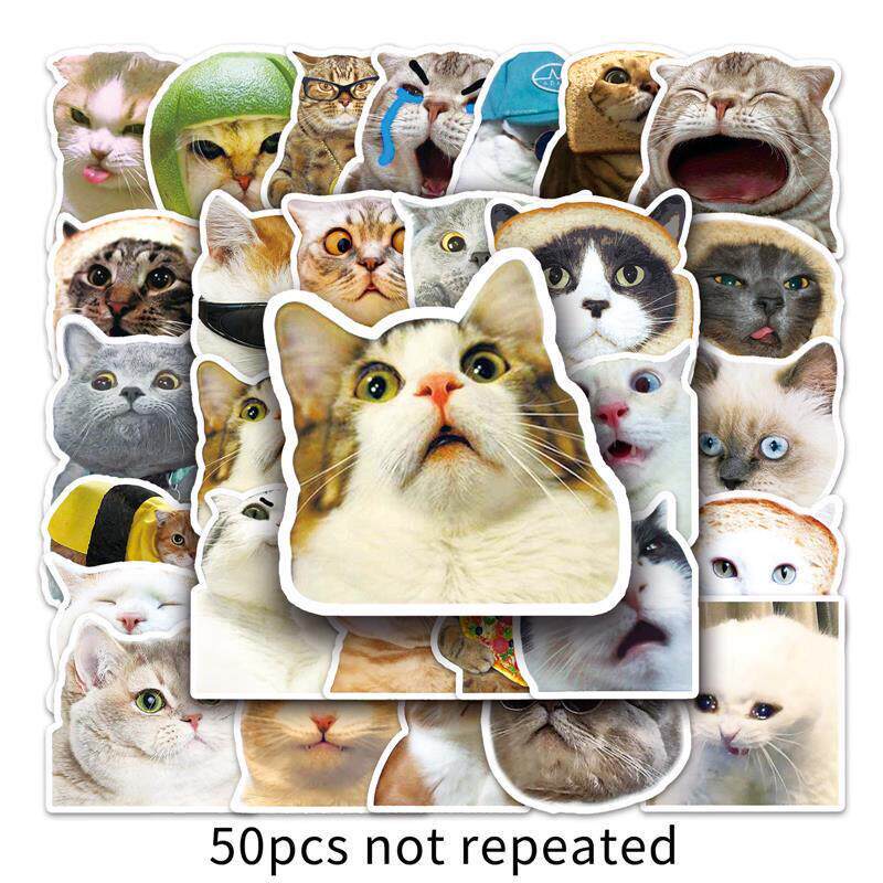 65个有趣可爱的猫梗贴纸儿童玩具剪贴簿笔记本