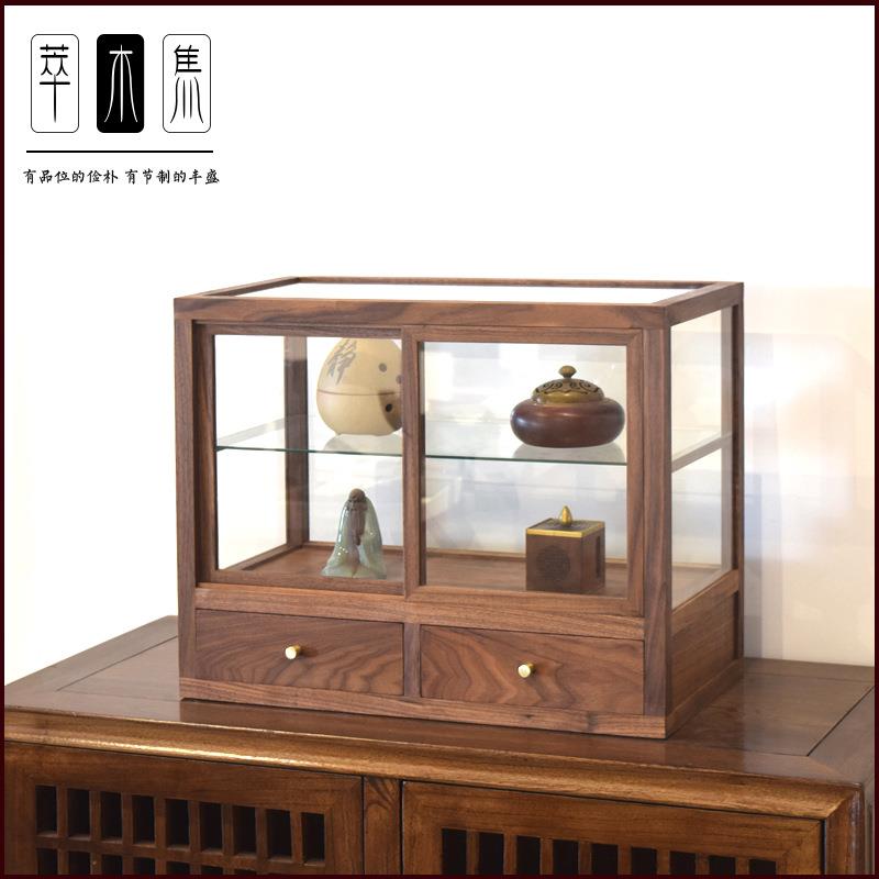 实木玻璃展示柜商场古玩店展览用家用玻璃柜茶具柜子宝笼首饰柜台