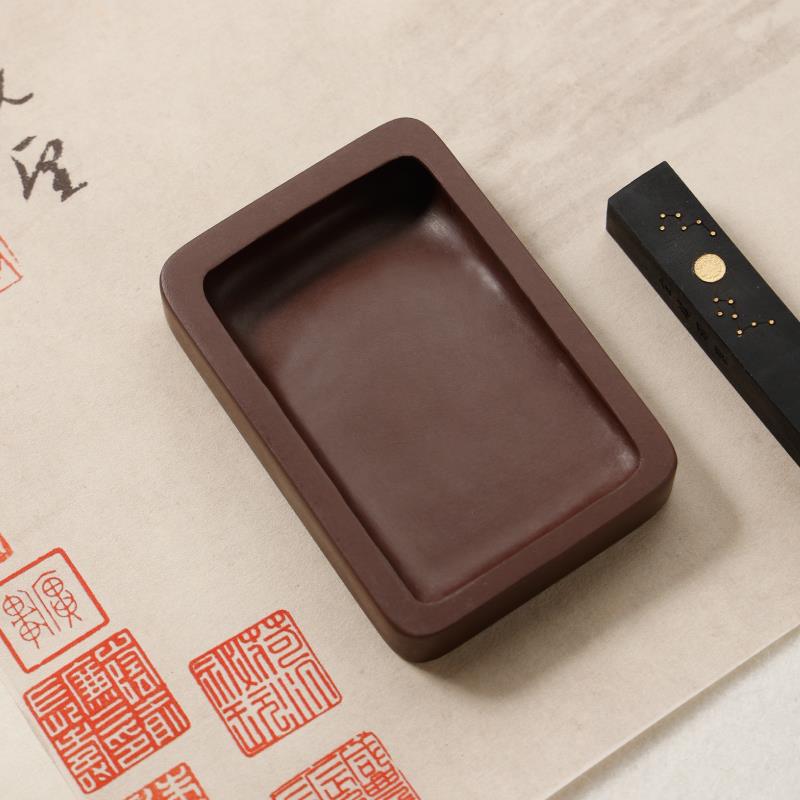 新款实用宋坑砚砚台书法专用可磨墨墨 端原石写经把玩肇砚台磨庆