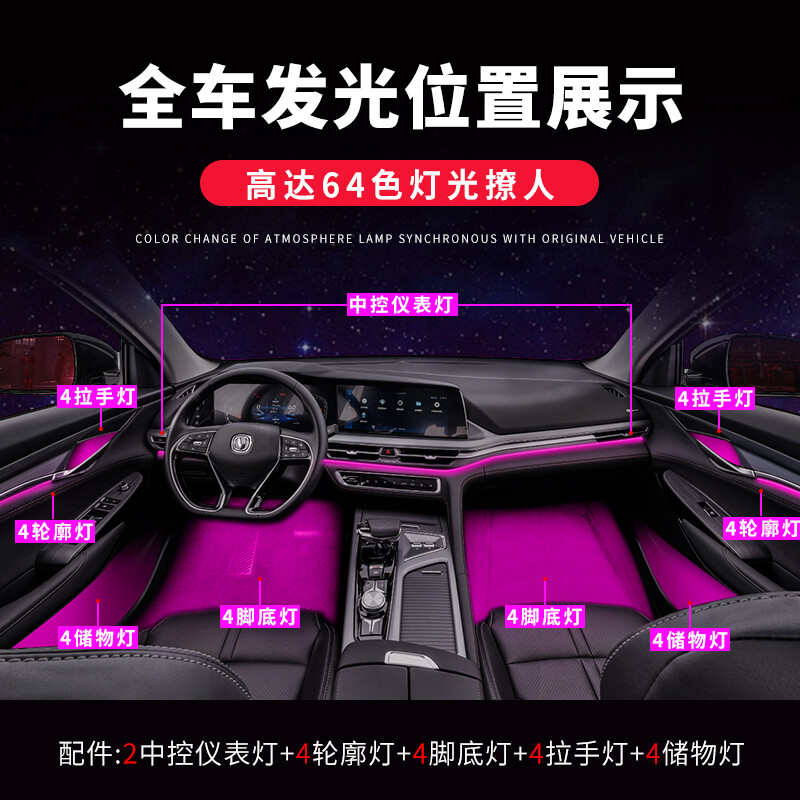 长安CS75Plus逸动35 55 85 UNIV UNIT改装led专用车内幻彩氛围灯